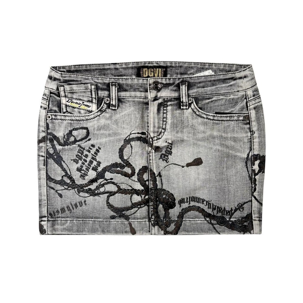 DGVI euro graphic denim mini skirt
